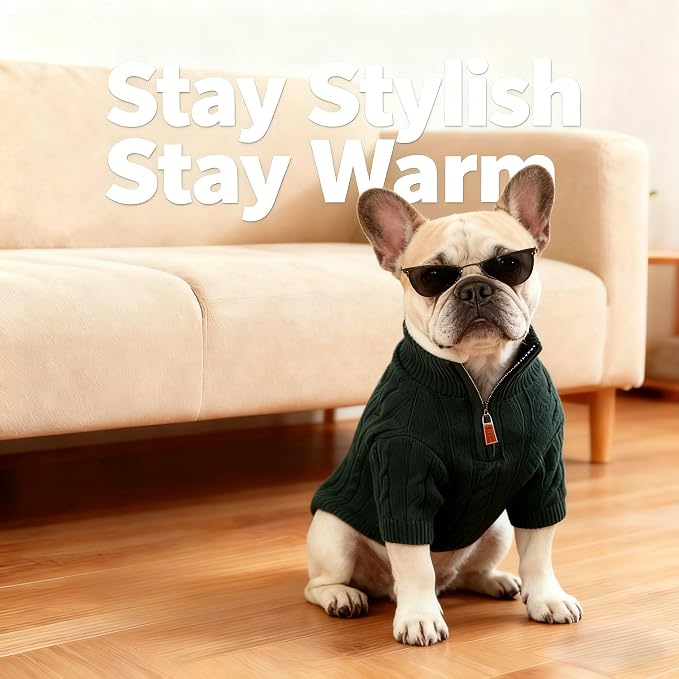 Small/Medium Dog Sweater, Warm Dog Winter Coat w/Sleeves, Comfortable High Neck - Image 2