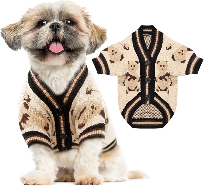 Small Dog Sweaters Cute Bear Dog Cardigans Clothes by ABRRLO