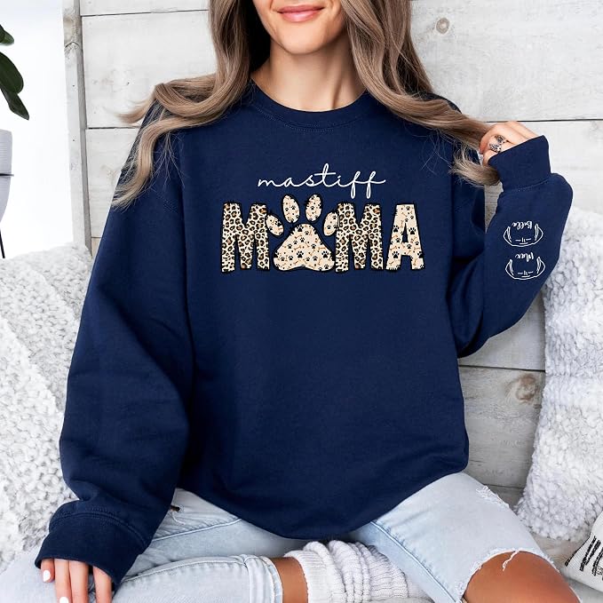 Personalized Dog Breed Mama Sweatshirt, Custom Paw Print Sweater, Cozy Pet - Image 4