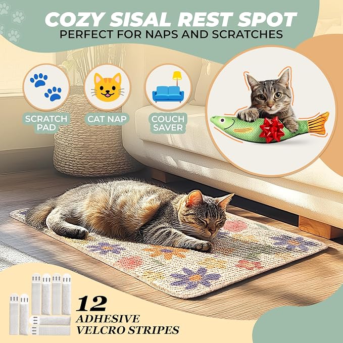 SCRATCHABLE Sisal Cat Scratcher, Wall Scratcher, Couch Protector, Scratching - Image 2