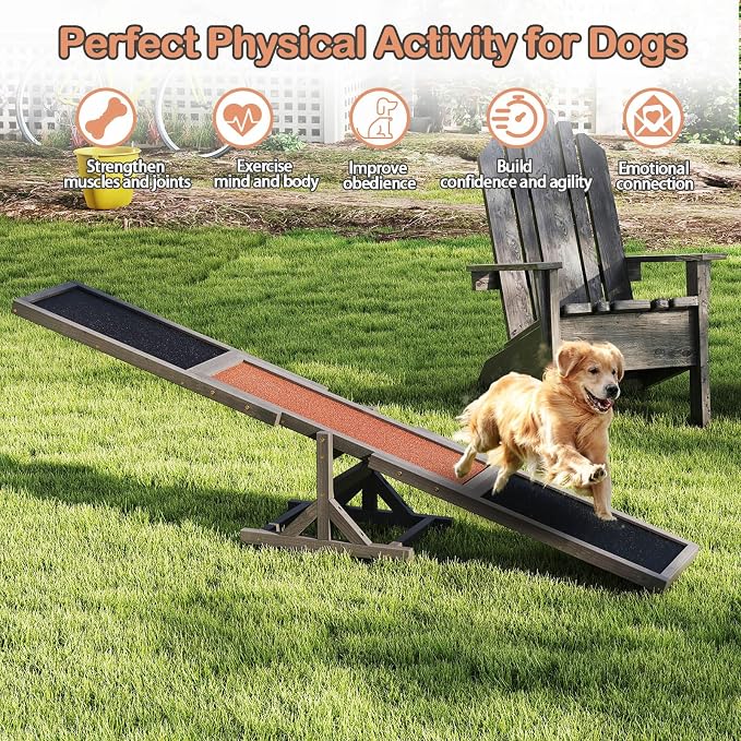 PETSITE Wooden Dog Agility Seesaw, Dog Exercise & Play Set, Outdoor Run Game Toy - Image 8