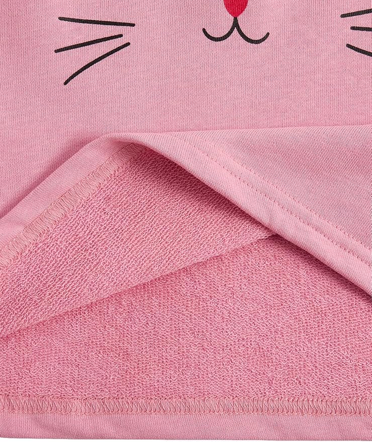 MakeMeChic Girl's Cute Ear Cat Print Crop Hoodie Drop Shoulder Long Sleeve - Image 6