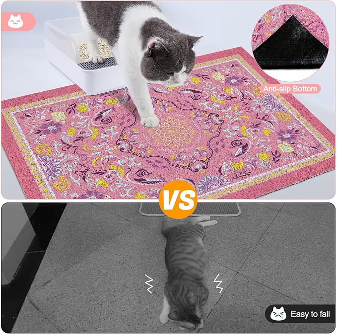 Glittme Cat Litter Mat with Non-Slip Bottom Litter Box Mat 33"X22" Litter - Image 5