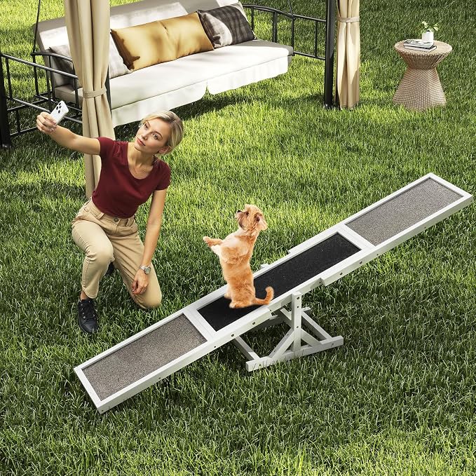 PETSITE Wooden Dog Agility Seesaw, Dog Exercise & Play Set, Outdoor Run Game Toy - Image 9