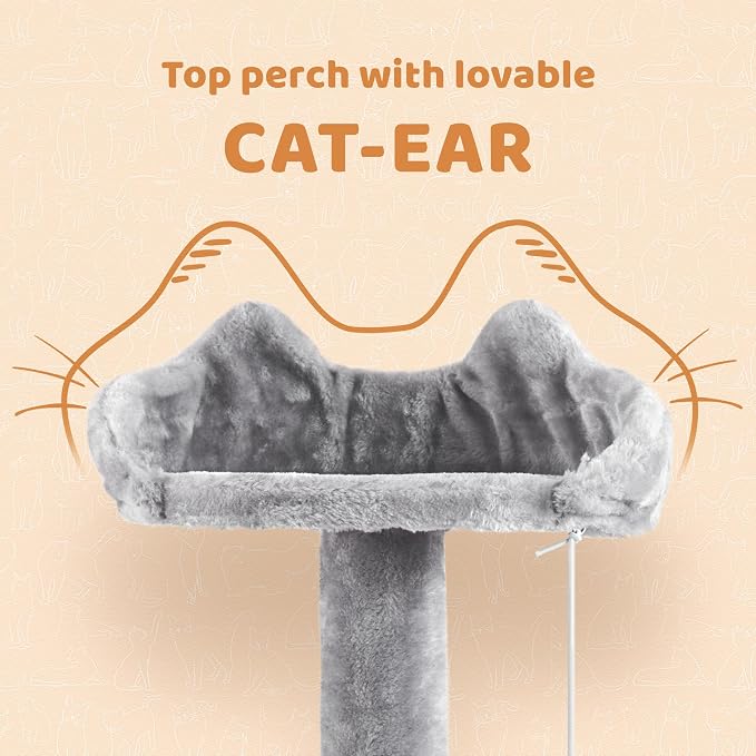 Topeakmart Cat Tree, 57 inches Multi-Level Cat Tree Tower - Image 5