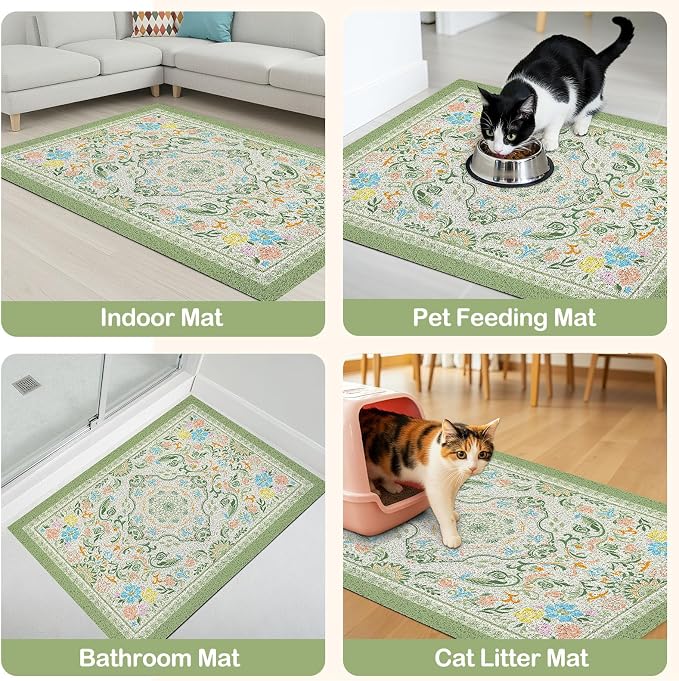 Glittme Cat Litter Mat with Non-Slip Bottom Litter Box Mat 24"X15" Litter - Image 4