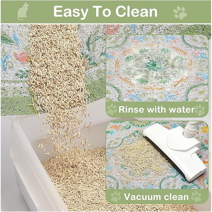 Glittme Cat Litter Mat with Non-Slip Bottom Litter Box Mat 33"X22" Litter - Image 7