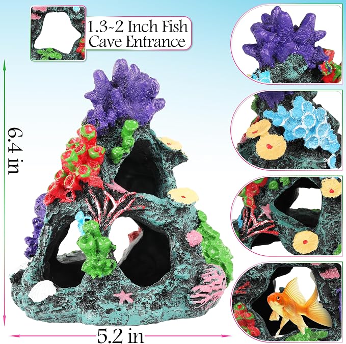 MyLifeUNIT Fish Tank Plants, 7 Pieces Colorful Aquarium Plants and Coral Reef - Image 2