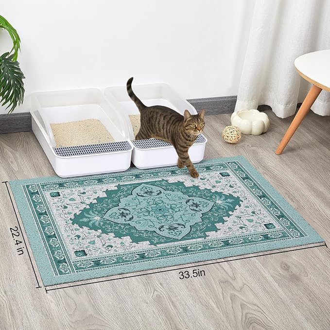 Glittme Cat Litter Mat with Non-Slip Bottom Litter Box Mat 33"X22" Litter - Image 2