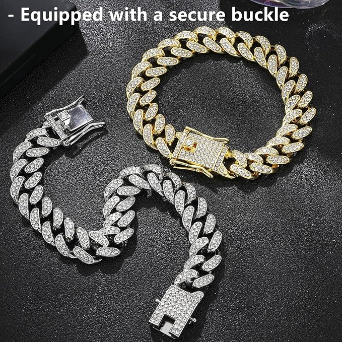 2 Pcs Diamond Cuban Link Kitten Walking Collar - Image 4
