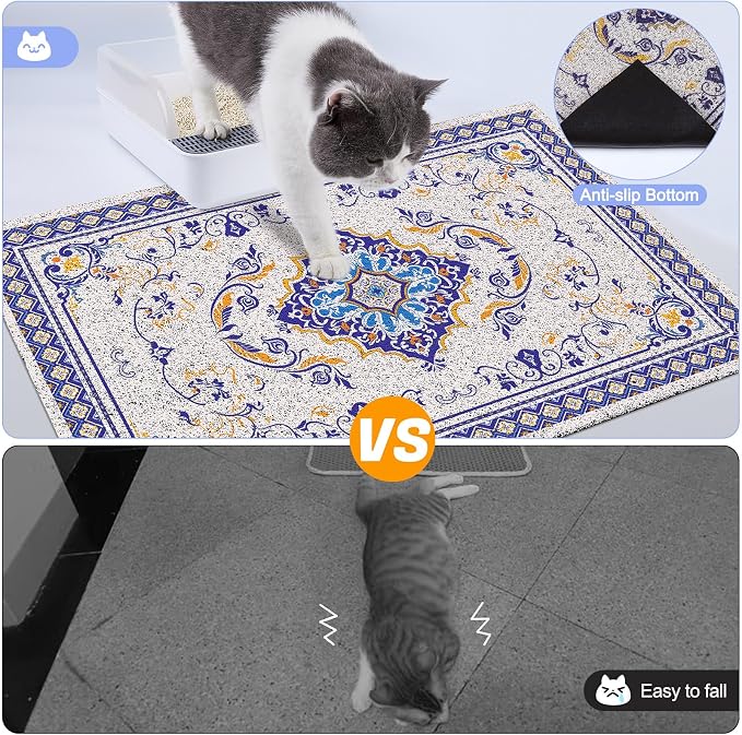 Glittme Cat Litter Mat with Non-Slip Bottom Litter Box Mat 40"x30" Litter - Image 5