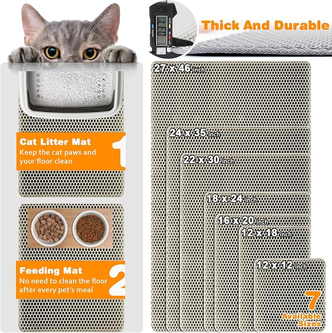 Waterproof Cat Litter Mat, Double Layer EVA, Odor-Free Large Grid, Urine Proof - Image 2