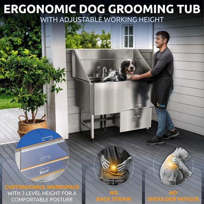 KANIS Professional Dog Washing Station 304 Stainless Steel Pet Wash Sink - Image 5