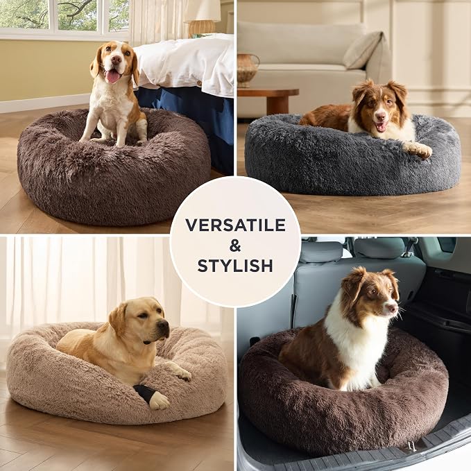 Bedsure Calming Dog Bed Medium Size Dog - 30in Donut Round Washable Medium Pet - Image 4