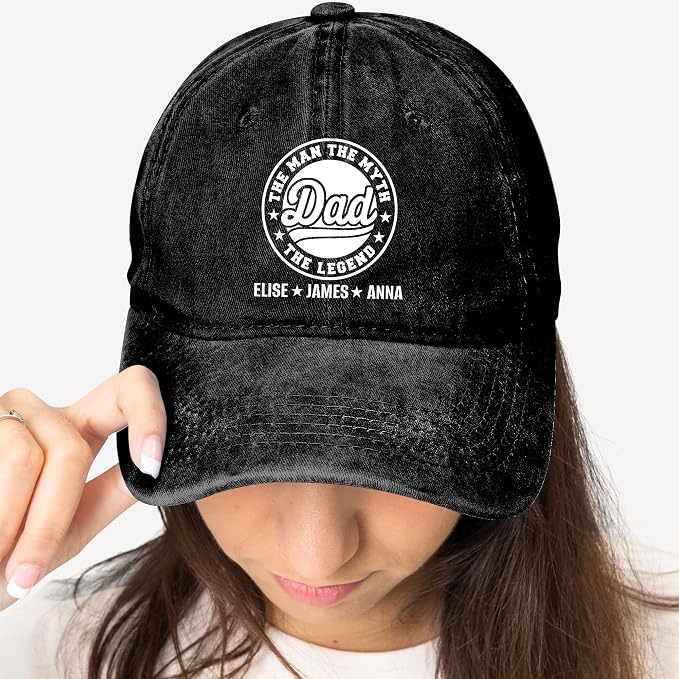 Personalized Vintage Washed Denim Dad Hat, Custom Baseball Cap - Image 5
