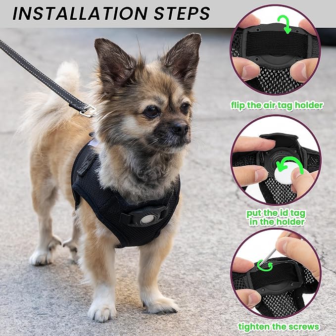Dog Harness with Airtag Holder for Small Dogs, Cats - Image 6