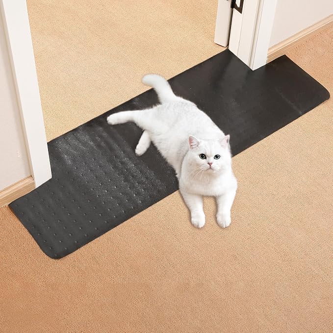 Uross Carpet Protector for Pets -3.6FT 2PCS Black Round Corner Plastic Carpet by Uross