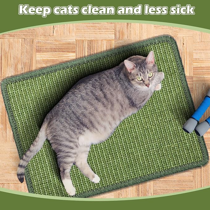 4 Pcs Cat Scratcher Mat Sisal Scratch Mats Horizontal Floor Scratching Pad Rug - Image 6