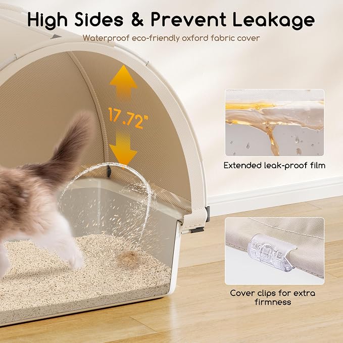 Meowant Stainless Steel Cat Litter Box, Extra Large 3-in-1 Covered Litter Box - Image 6