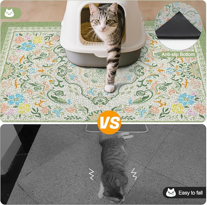 Glittme Cat Litter Mat with Non-Slip Bottom Litter Box Mat 24"X15" Litter - Image 5