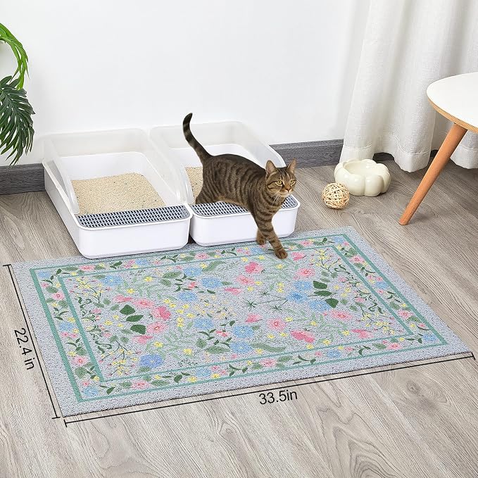 Glittme Cat Litter Mat with Non-Slip Bottom Litter Box Mat 33"X22" Litter - Image 2