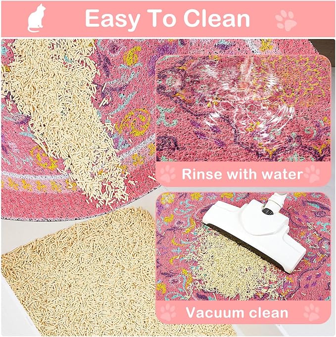 Glittme Cat Litter Mat with Non-Slip Bottom Litter Box Mat 33"X22" Litter - Image 7