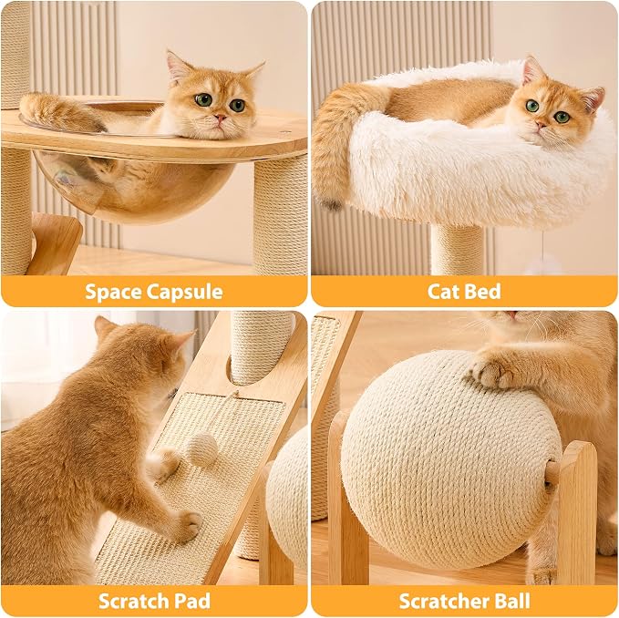 HITTITE Solid Wood Cat Tree Tower - Image 7
