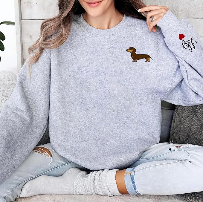 Customized Dachshund Crewneck, Custom Dog Pullover, Personalized Sausage Dog - Image 2