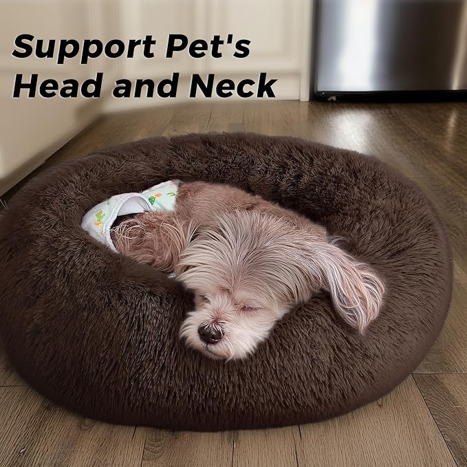Calming Dog Bed & Cat Bed for Indoor Cats, Medium Size Washable Anti-Slip - Image 2