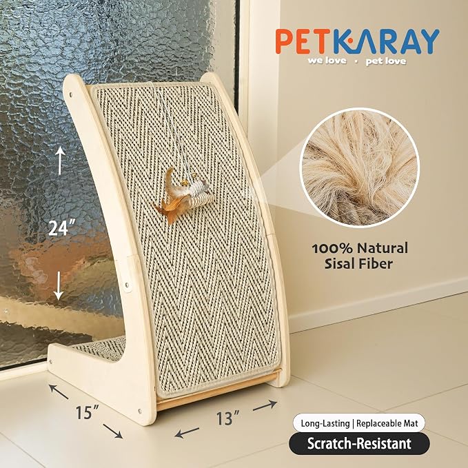 PETKARAY Cat Scratcher, Sisal Cat Scratch Pad, Curved Scratching Board - Image 2