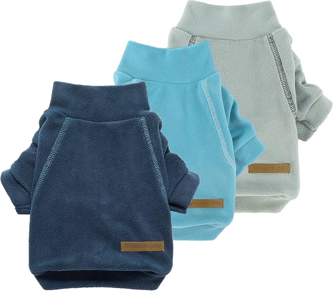 Fitwarm 3 Pack Classic Fleece Dog Sweater, Turtleneck Dog Sweatshirt, Dog by Fitwarm