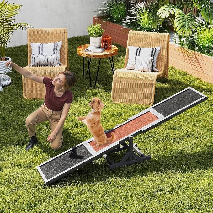 PETSITE Wooden Dog Agility Seesaw, Dog Exercise & Play Set, Outdoor Run Game Toy - Image 9