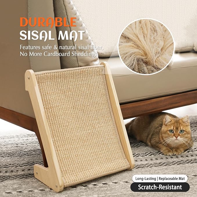 PETKARAY Sisal Cat Scratcher Ramp, L Shaped Scratching Post and Scratch Pad - Image 4
