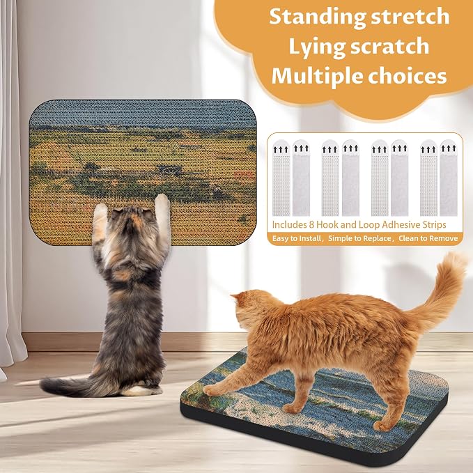 2 Pack Art Cat Scratcher, Wall-Mountable Cat Scratch Pad, Cat Wall Scratcher - Image 3