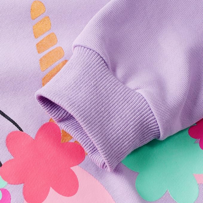 Little Girls Unicorn Outfits 2 Piece Kids Ruffle Sleeve Sweatshirt + Leggings - Image 3