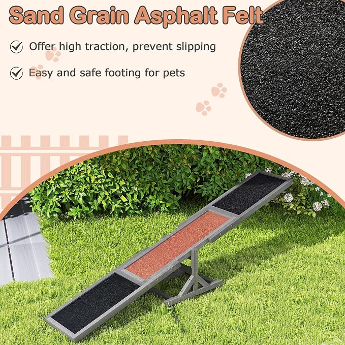 PETSITE Wooden Dog Agility Seesaw, Dog Exercise & Play Set, Outdoor Run Game Toy - Image 5