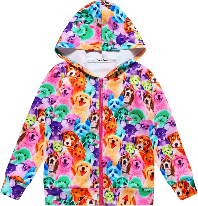 Girls Zip Up Hoodie Jacket Unicorn/Cat Sweatshirt by Jxstar