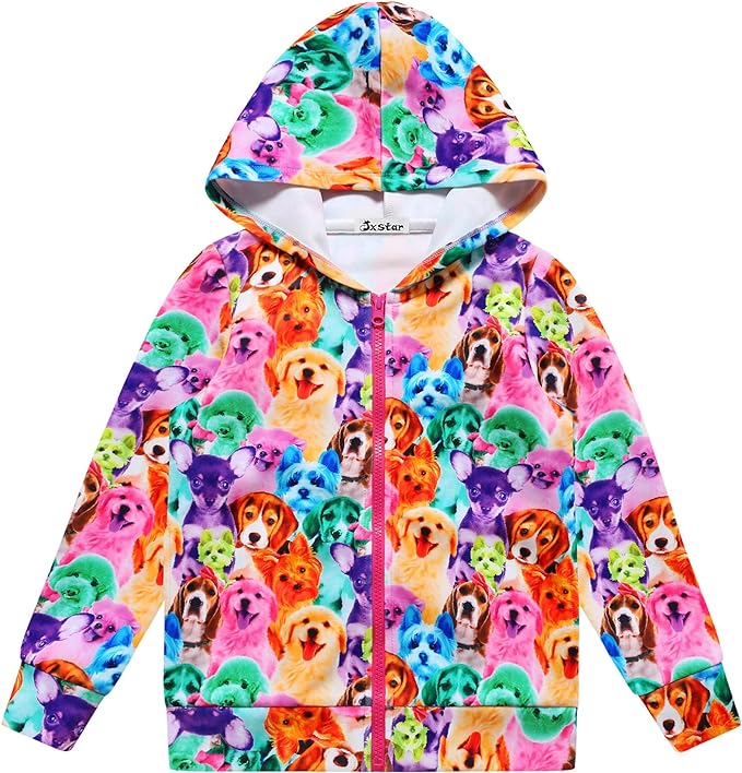 Girls Zip Up Hoodie Jacket Unicorn/Cat Sweatshirt by Jxstar