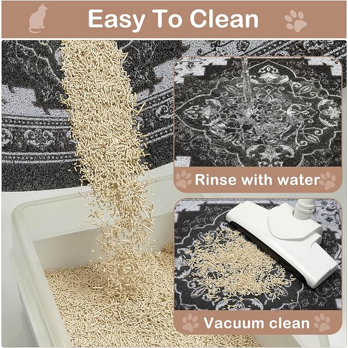 Glittme Cat Litter Mat with Non-Slip Bottom Litter Box Mat 40"X30" Litter - Image 7