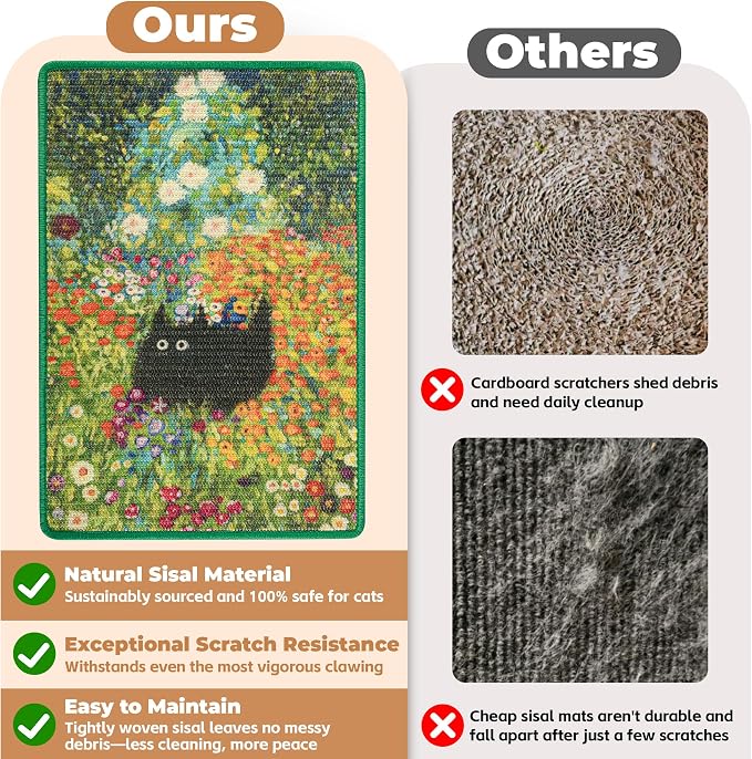Sisal Cat Scratcher Mat, Cat Wall Scratcher - Image 4