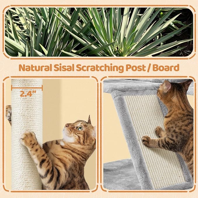 Topeakmart Cat Tree, 57 inches Multi-Level Cat Tree Tower - Image 7