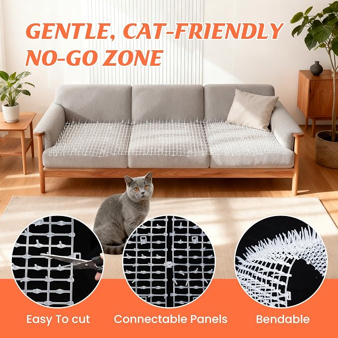 2 Pack Transparent 6.5ft Cat Scat Mat - Image 2