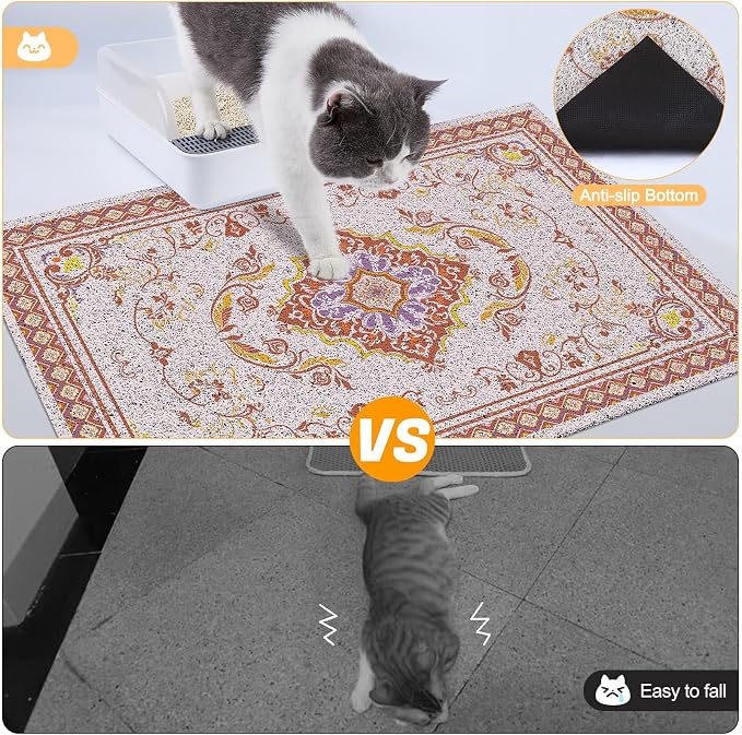 Glittme Cat Litter Mat with Non-Slip Bottom Litter Box Mat 24"X15" Litter - Image 5