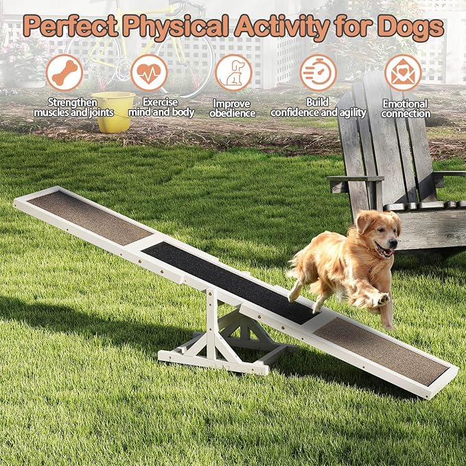 PETSITE Wooden Dog Agility Seesaw, Dog Exercise & Play Set, Outdoor Run Game Toy - Image 8