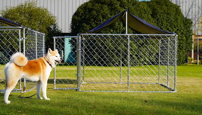 Petonly Outdoor Dog Enclosure Heavy Duty Dog Kennel House Mesh Dog Big Cage Pet - Image 2