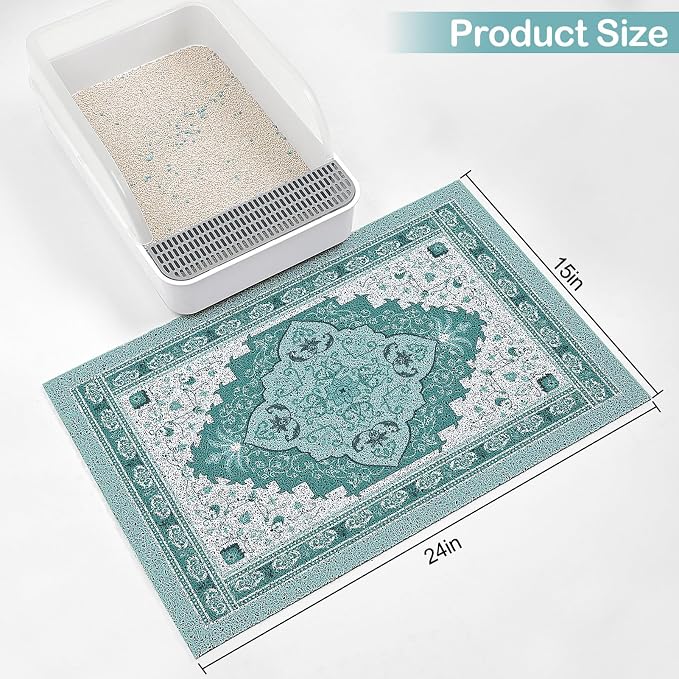 Glittme Cat Litter Mat with Non-Slip Bottom Litter Box Mat 24"X15" Litter - Image 4