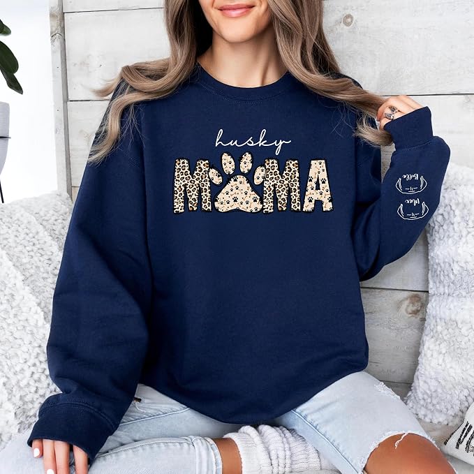 Personalized Dog Breed Mama Sweatshirt, Custom Paw Print Sweater, Cozy Pet - Image 3