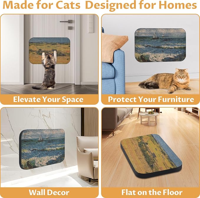 2 Pack Art Cat Scratcher, Wall-Mountable Cat Scratch Pad, Cat Wall Scratcher - Image 5
