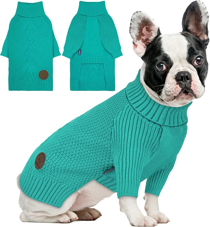 cyeollo Warm Fleece Dog Sweater, Tureleneck Sweatershirt by CYEOLLO