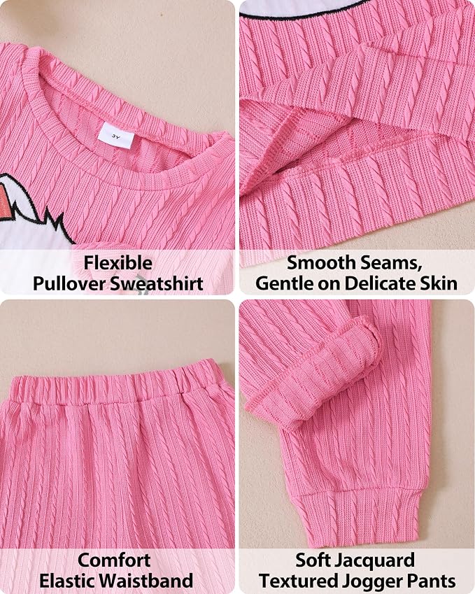 Jecson Toddler Girl Fall Clothes: Soft Outfits Set Embroidered Knit Top & - Image 5